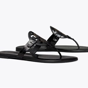 Tory Burch Black Miller Soft Patent Leather Sandal